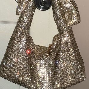 NWOT Madison West Silver Rhinestone Shoulder Bag